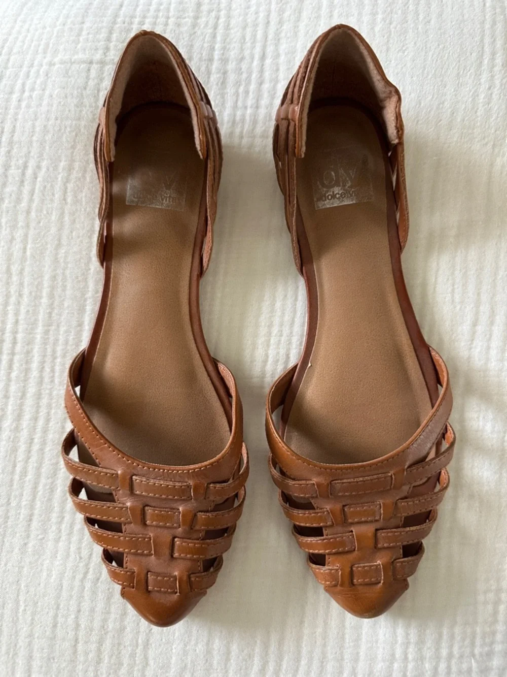 Woven Pointed-Toe Flat Sandals in Brown - Picture 1 of 2